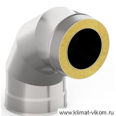 Сендвич-отвод 90, ф 115х200, AISI 439/оц, 1,0мм/0,5мм