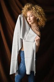 стильный однотонный шарф 100% шерсть мериноса, расцветка "Серебристый"  SILVER BRUSHED MERINO, средняя плотность 4