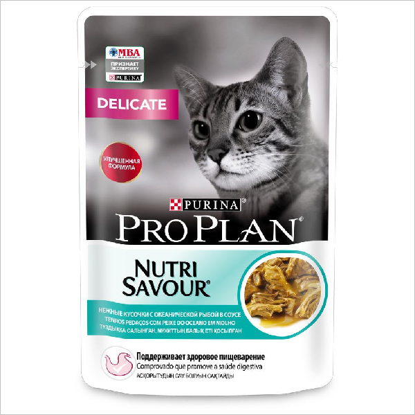 Влажный корм для кошек Pro Plan Nutri Savour Delicate кусочки в соусе с океанической рыбой