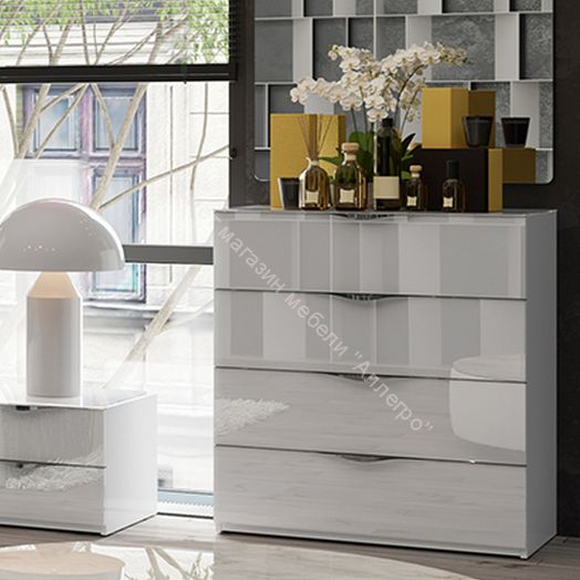 Комод «Глосс» (Белый глянец/Стекло)