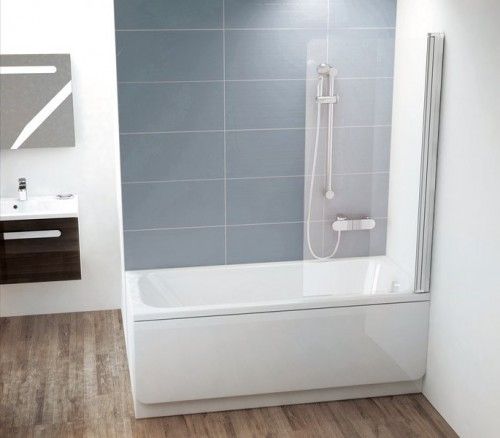 Шторка на борт ванны  поворотная Ravak CVS1 80 правая белый профиль прозрачное стекло 7QR40100Z1