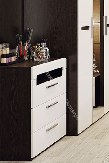 Комод с 3-мя ящиками «Фьюжн» (Белый глянец, Венге Линум)