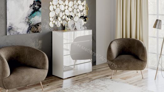 Комод «Glance» тип 1 (Белый/Стекло белый глянец)