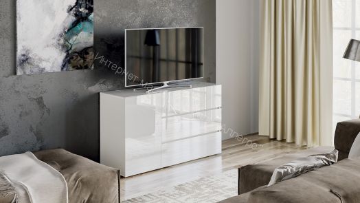 Комод «Glance» тип 2 (Белый/Стекло белый глянец)