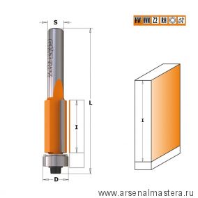 Фреза обгонная нижний подшипник для снятия свесов D 9,5  I 25,4  S 8  L 68,2 CMT 906.095.11