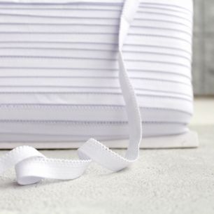 Тесьма кружевная ажурная на резинке, белая 10 мм