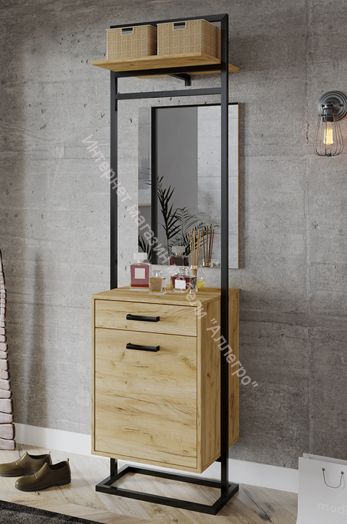 Вешалка комбинированная «Лофт» тип 1 (Черный/Дуб крафт золотой)