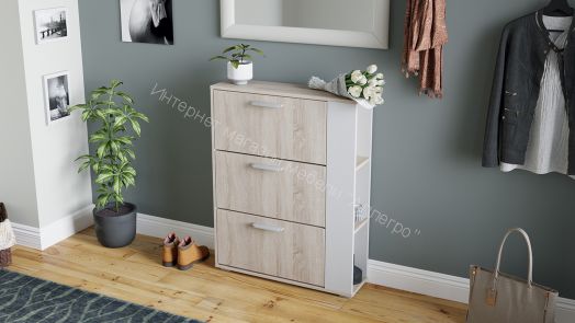 Тумба для обуви «Эрика» Тип 1 (Дуб Сонома/Белый ясень)