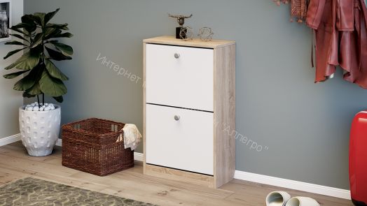 Тумба для обуви «Тетра» Тип 2 Исп. 2 (Дуб сонома/Белый)