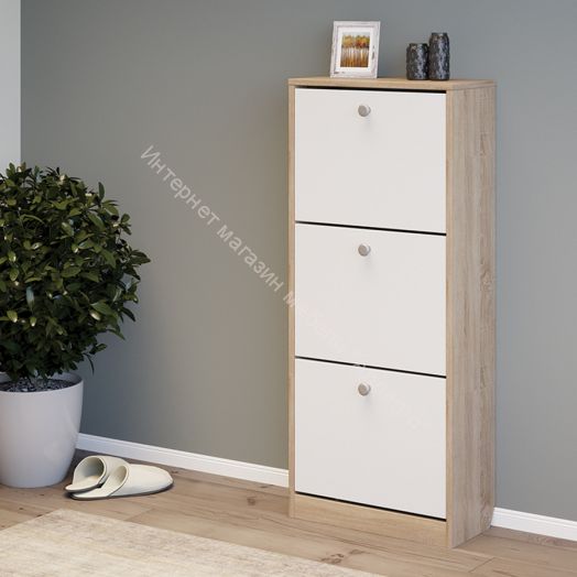 Тумба для обуви «Тетра» Тип 1 Исп. 2 (Дуб сонома/Белый)