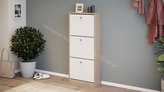 Тумба для обуви «Тетра» Тип 1 Исп. 2 (Дуб сонома/Белый)