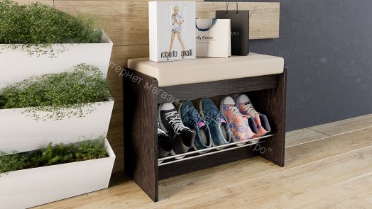 Тумба для обуви «Тайм» тип 1 (Венге цаво/кож.зам. Крем)