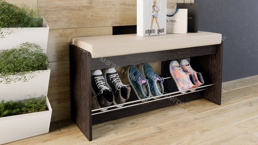 Тумба для обуви «Тайм» тип 2 (Венге цаво/кож.зам. Крем)