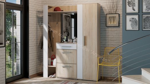 Прихожая «Нуар» №1 (Дуб Сонома/Белый ясень)