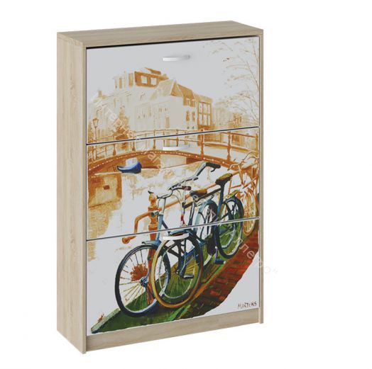 Тумба для обуви Т1 исп. 2 (Дуб сонома/Белый (с РИСУНКОМ))