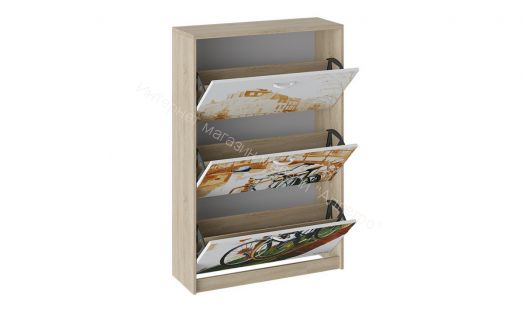 Тумба для обуви Т1 исп. 2 (Дуб сонома/Белый (с РИСУНКОМ))