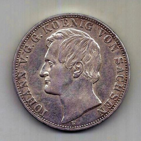 2 талера 1859 года Саксония UNC Германия