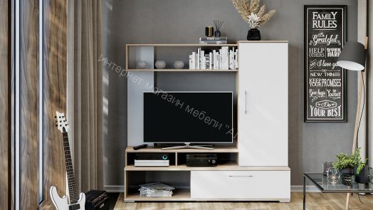 Стенка «Сиена» Дуб сонома/Белый ясень