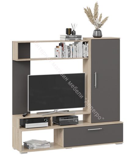 Стенка «Сиена» (Дуб Сонома/Графит Серый)