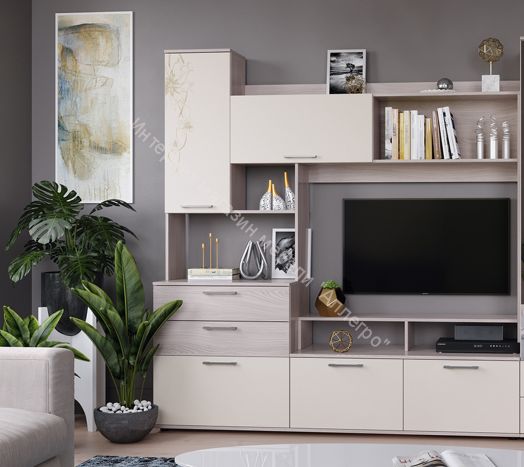 Секция комбинированная «Марта» (Ясень шимо/Сатин матовый с рисунком)