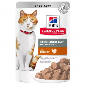 Влажный корм для стерилизованных кошек Hills Sterilised кусочки в соусе с индейкой