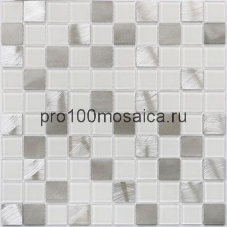 Titan Silver стекло и металл 30*30. Мозаика, размер, мм: 318*318*4 (BONAPARTE)