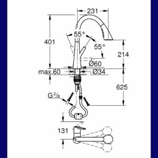 GROHE ZEDRA TƏK QOLLU MƏTBƏX KRANı, 1/2″ kod 32294002