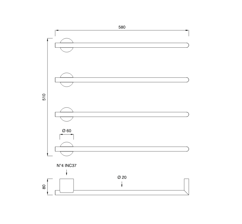 Полотенцесушитель Cea Design EQUILIBRIO EQB 04 схема 2