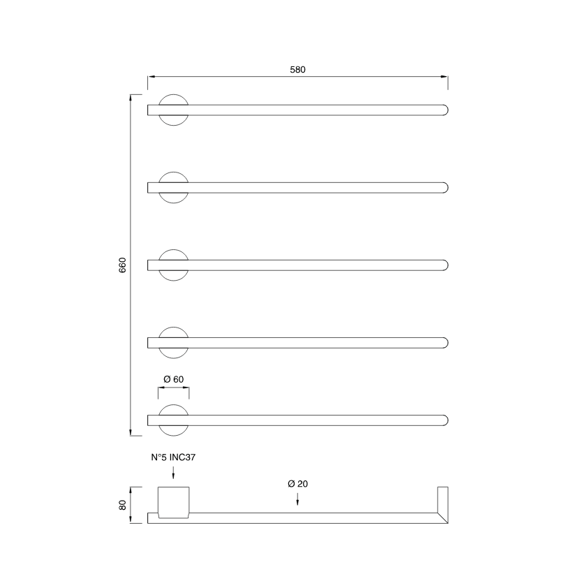 Cea Design EQUILIBRIO EQB 05 электрический полотенцесушитель схема 2