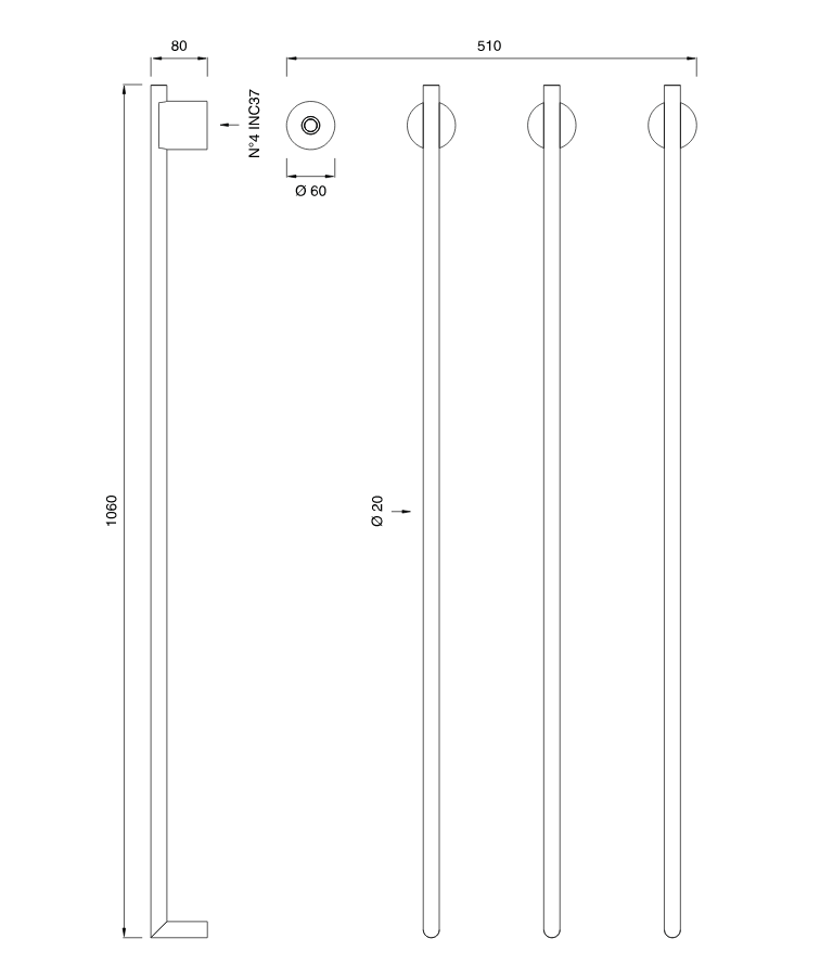 Полотенцесушитель Cea Design EQUILIBRIO EQB 33 схема 2