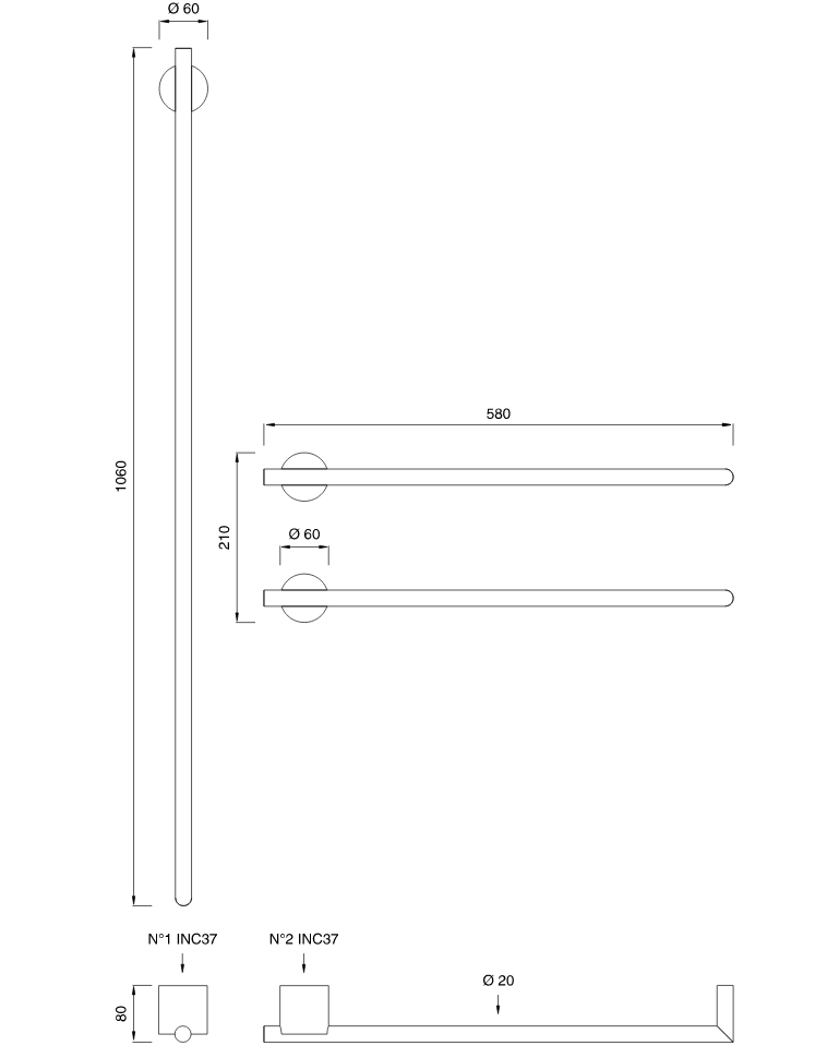 Полотенцесушитель Cea Design EQUILIBRIO EQB 43 схема 2