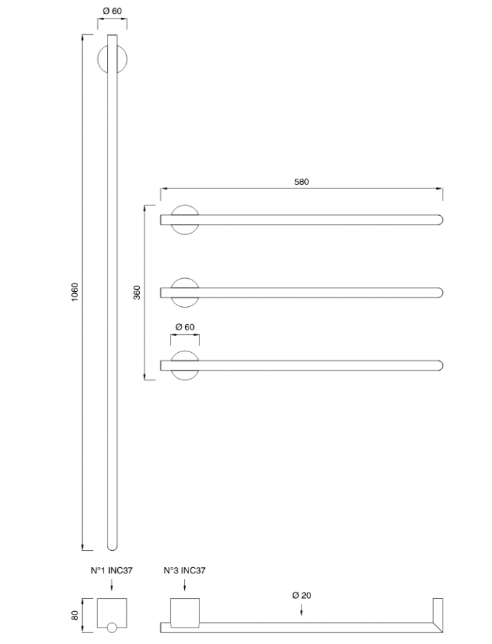 Полотенцесушитель Cea Design EQUILIBRIO EQB 44 ФОТО