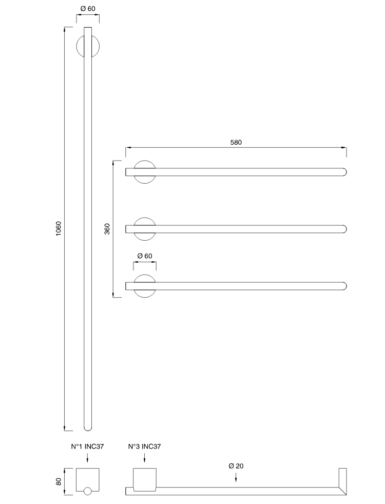 Полотенцесушитель Cea Design EQUILIBRIO EQB 44 схема 2