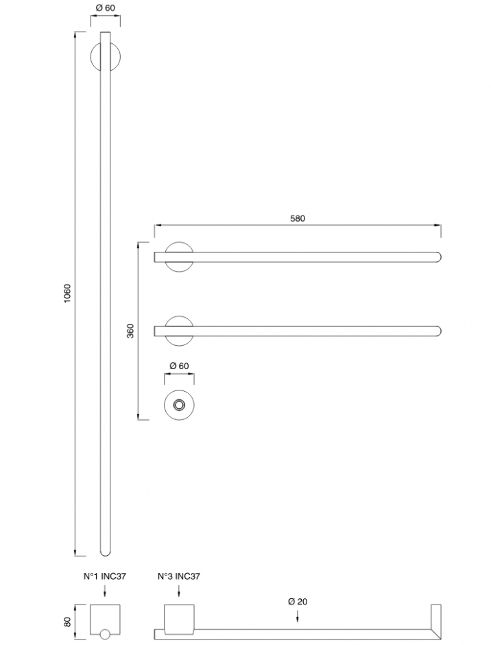 Полотенцесушитель электрический  Cea Design EQUILIBRIO EQB 53 ФОТО