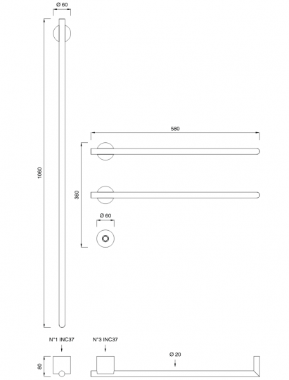 Полотенцесушитель электрический  Cea Design EQUILIBRIO EQB 53 ФОТО