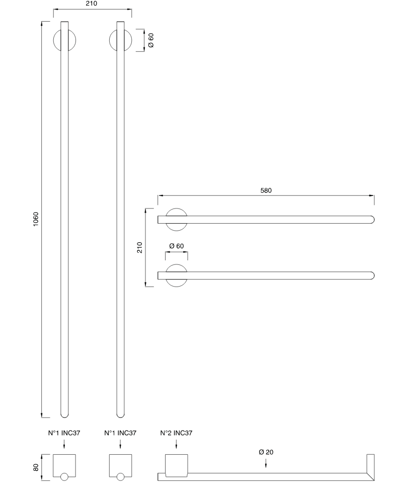 Полотенцесушитель Cea Design EQUILIBRIO EQB 64 схема 2