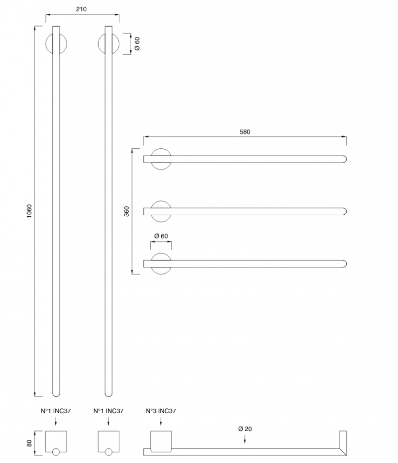 Полотенцесушитель Cea Design EQUILIBRIO EQB 65 ФОТО