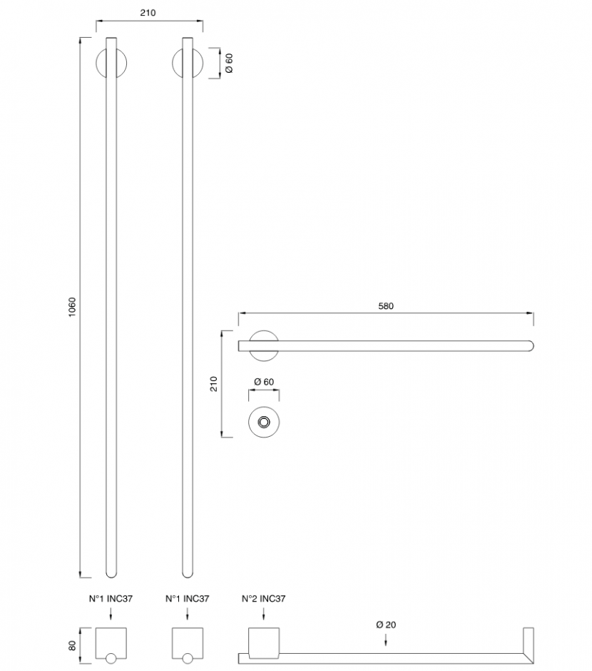 Полотенцесушитель подвесной Cea Design EQUILIBRIO EQB 73 ФОТО