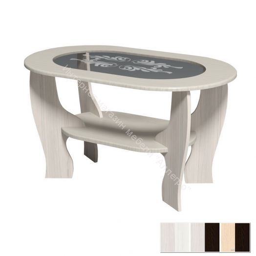 Стол журнальный со вставкой из стекла (овальный)