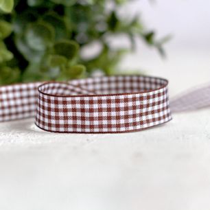Лента декоративная - Коричнево-белая клетка 20 мм