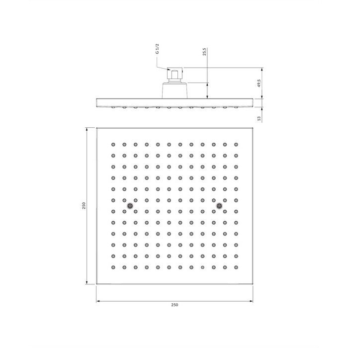 Верхний душ OMNIRES 25х25 см WGR225CR схема 2
