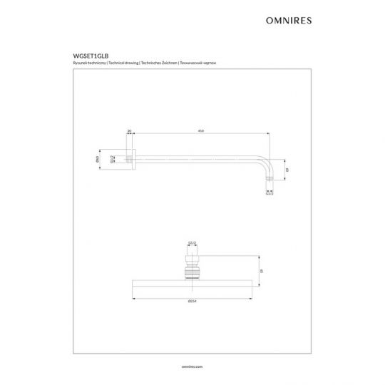 Верхний душ OMNIRES с кронштейном WGSET1 ФОТО