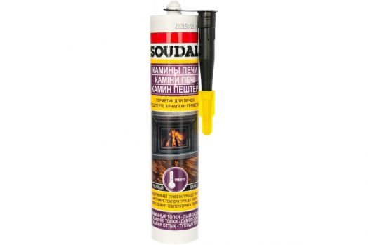 Герметик для печей и дымоходов черный, до + 1500 С (картридж 280мл)  "Soudal"