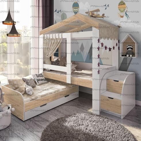 Кровать двухъярусная домик Сказка ДС-36/1 №2