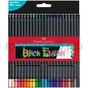 Карандаши цв.24цв.Faber-Castell Black Edition 3х-гран.черное дерево 116424