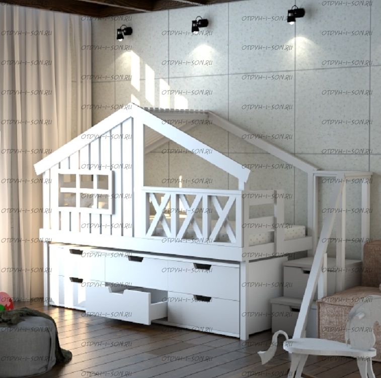 Кровать-чердак Домик Calipso №10