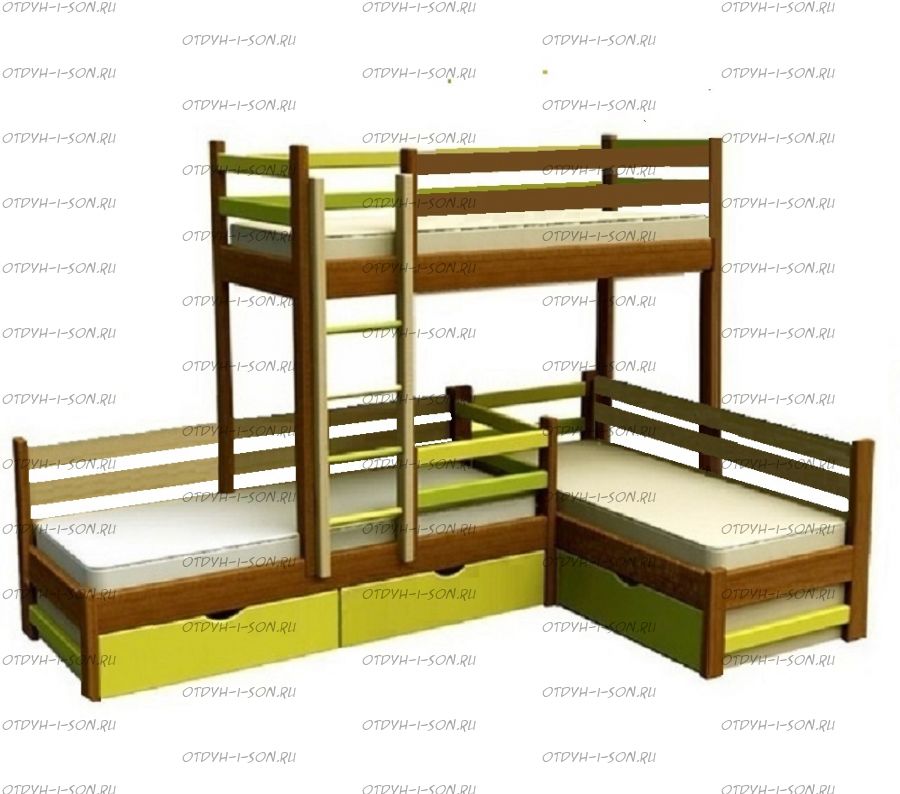 Кровать трехъярусная Trio №23IR Массив