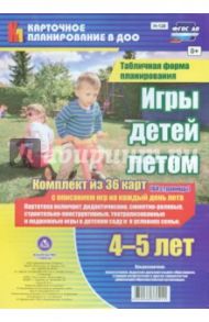 Игры детей летом. 4-5 лет. Табличная форма планирования. ФГОС ДО