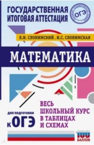 Математика. Весь школьный курс в таблицах и схемах для подготовки к ОГЭ / Слонимский Лев Иосифович, Слонимская Ирина Семеновна