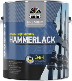 Эмаль на Ржавчину 3-в-1 Dufa Premium Hammerlack 0.75л Гладкая / Дюфа Премиум Хаммерлак